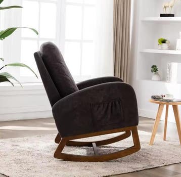 Gestoffeerde Schommelstoel – Houten Frame &amp; Hoge Rug, Verzenden, Nieuw