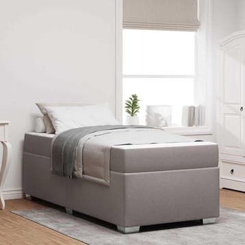 vidaXL Bedframe Taupe 90 x 200 cm Stof, Verzenden, Nieuw, Eenpersoons, Stof