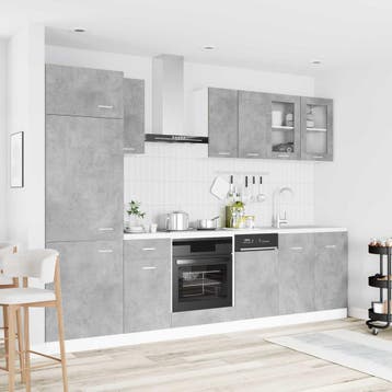 vidaXL Keuken Eenheid Lyon 8 st Betongrijs Bewerkt hout, Verzenden, Nieuw, Grijs