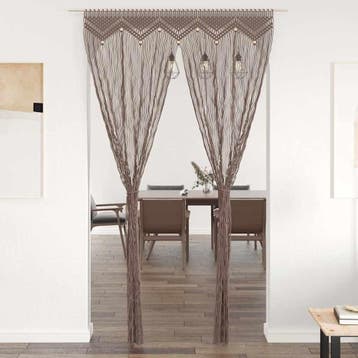 vidaXL Gordijn macramé 140x240 cm katoen taupe, Verzenden, Nieuw