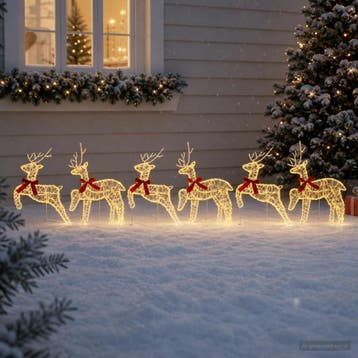 vidaXL Kerst Rendier 6 st 80 LEDs Warmwit 43 x 19 x 65 cm, Diversen, Verzenden, Nieuw