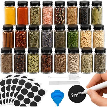 Ruhhy Kruidenpotjes set 24 stuks van glas 120 ml met 2-in..., Huis en Inrichting, Ophalen of Verzenden, Nieuw
