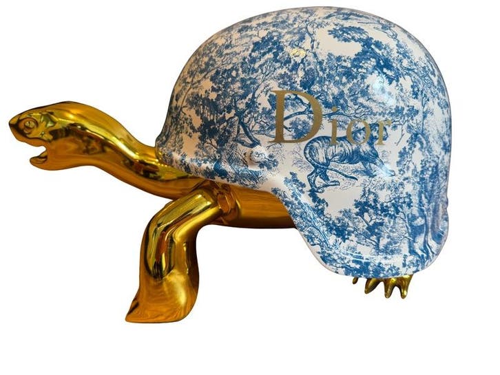 Schildpad beeld Dior, Lior24, Blauw, Verzamelen, Beelden en Beeldjes