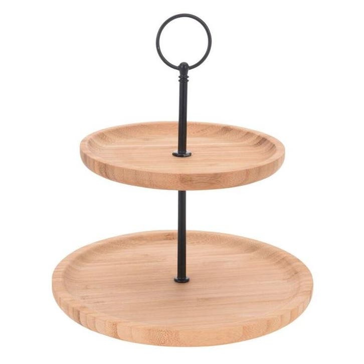Etagere Bamboe 2-Laags, Hobby en Vrije tijd, Taarten en Cupcakes maken, Nieuw, Verzenden
