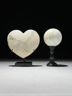 GEEN RESERVEPRIJS - Prachtig paar onyx Heart & Sphere op