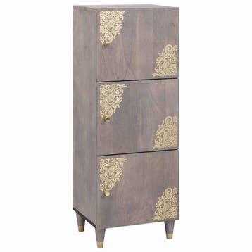 vidaXL Hoge kast Grijs en Goud 40 x 33 x 110 cm Massief, Verzenden, Nieuw