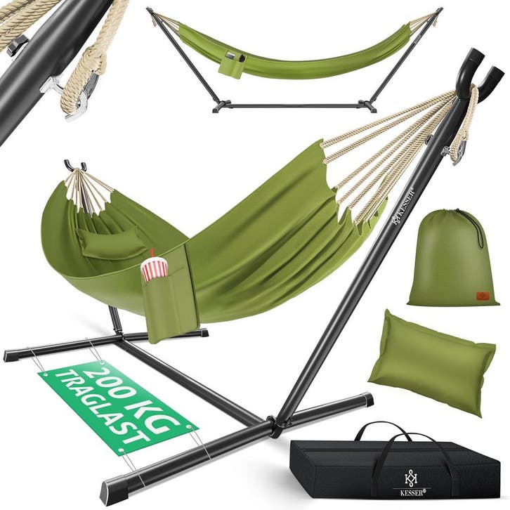 KESSER® XXL Hangmat 2 personen - Tot 200kg - Metalen Frame -, Tuin en Terras, Hangmatten, Zo goed als nieuw, Verzenden