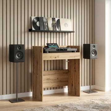 vidaXL DJ Tafel Artisanaal eiken 82 x 45 x 102 cm Bewerkt, Muziek en Instrumenten, Verzenden, Nieuw