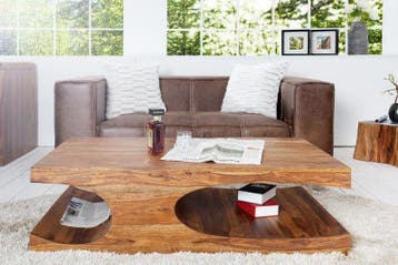 Elegante salontafel CUBUS 120cm Sheesham palissander massief, Ophalen of Verzenden, Nieuw
