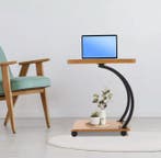 Bijzettafel Houtlook met Wielen en 2 niveaus – Bakverf afwer, Huis en Inrichting, Tafels | Salontafels, Verzenden, Nieuw