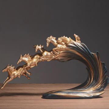 Luxe Gouden Paarden Sculptuur - Resin Kunst & Ambacht Decora, Verzenden, Nieuw in verpakking