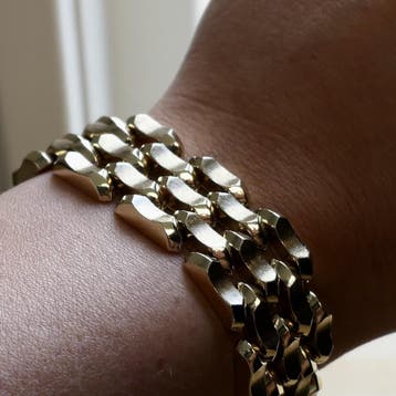 8 karaat massief tankschakel armband | 19,5 cm, Ophalen of Verzenden, Gebruikt, Geel, Goud