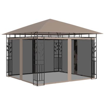 vidaXL Prieel met klamboe 3x3x2,73 m 180 g/m² taupe, Verzenden, Nieuw