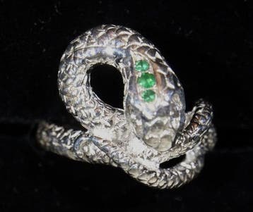 Zonder minimumprijs - Ring Zilver Smaragd - Ambachtelijke, Nieuw