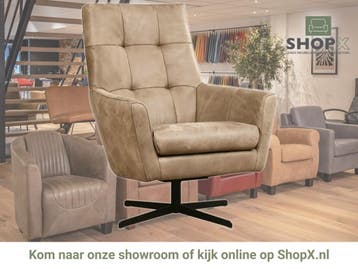 Leren draaifauteuil Central - Kenia Taupe (taupe/bruin), Nieuw, Ophalen of Verzenden, 75 tot 100 cm, Industrieel, Modern