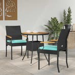 vidaXL Tuinstoelen 2 pcs Zwart en Turquoise Poly rattan en, Verzenden, Nieuw, Rotan