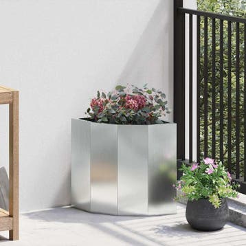 vidaXL Hoek Plantbak Zilver 30 x 30 x 35 cm Gegalvaniseerd, Verzenden, Minder dan 60 cm, Nieuw, Metaal