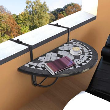 vidaXL Balkontafel hangend mozaïek zwart en wit, Verzenden, Nieuw