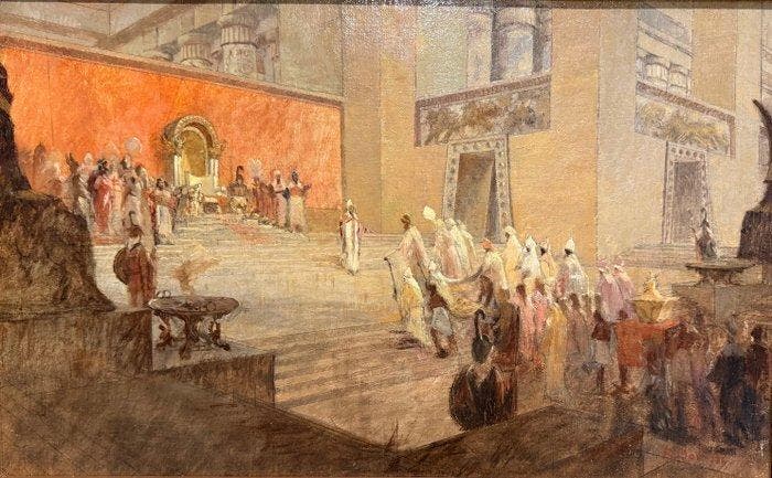Alfredo Soressi (1897–1982) - Alla Corte di Re Salomone, Antiek en Kunst, Kunst | Schilderijen | Klassiek