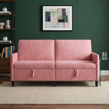 vidaXL Bank met opslag Roze 172 x 78 x 87 cm Polyester, Huis en Inrichting, Banken | Bankstellen, Verzenden, Nieuw, Kunststof