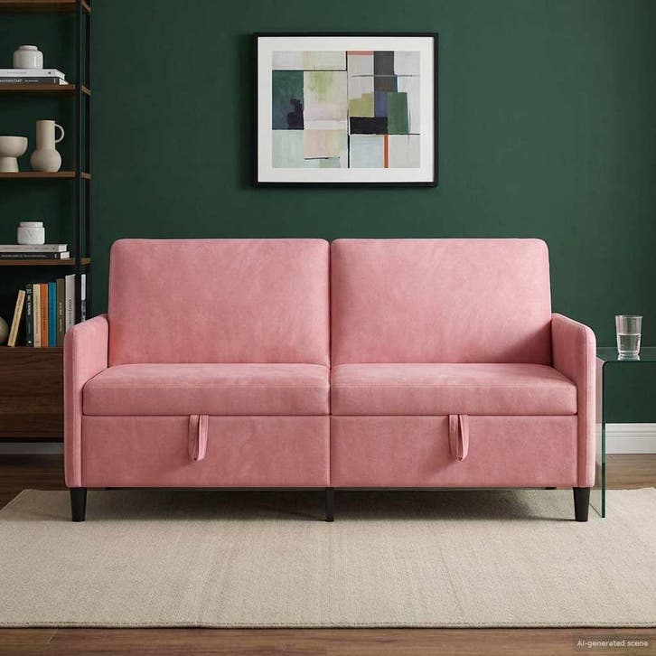 vidaXL Bank met opslag Roze 172 x 78 x 87 cm Polyester, Huis en Inrichting, Banken | Bankstellen, Nieuw, Minder dan 150 cm, Kunststof
