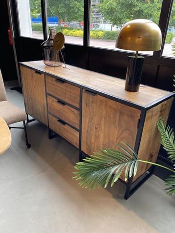 DRESSOIR 2 deuren/3 laden 180 cm massief mango ZOMER PRIJS, Overige houtsoorten, Verzenden, 150 tot 200 cm, Nieuw