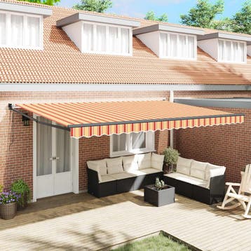 vidaXL Uitschuifbare luifel Crèmekleurig 500 x 300 x 165 cm, Tuin en Terras, Verzenden, Nieuw