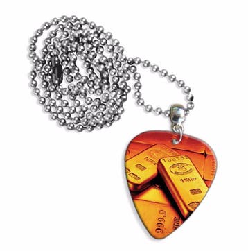 Goudstaven plectrum ketting, sleutelhanger of oorbellen, Ophalen of Verzenden, Nieuw