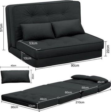 Slaapbank 2 persoons - Logeerbed - Bedbank - 90x210 cm - Zwa, Verzenden, Zo goed als nieuw