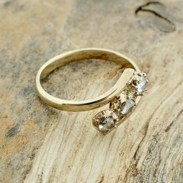 Gouden ring met roos geslepen diamanten; ca. 0,20 ct., Gebruikt, Ophalen of Verzenden, 17 tot 18, Met edelsteen