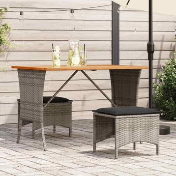 vidaXL 3-delige Tuinset met kussens poly rattan grijs, Verzenden, Nieuw, 2 zitplaatsen, Tuinset