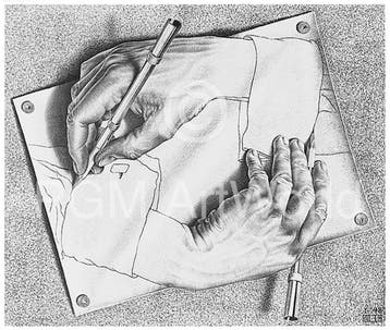 Kunstdruk M. C. Escher - Zeichnen 65x55cm, Verzenden, Nieuw