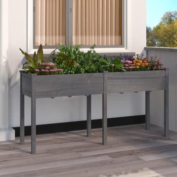 vidaXL Plantenbak met voering 161x45x76 cm massief vurenhout, Verzenden, Minder dan 60 cm, Nieuw, 60 cm of meer