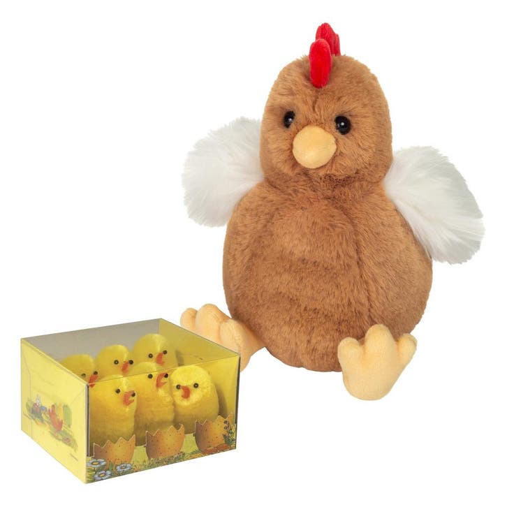 Hermann Teddy kip knuffel - pluche - 18 cm - met kuikens, Kinderen en Baby's, Speelgoed | Knuffels en Pluche, Verzenden
