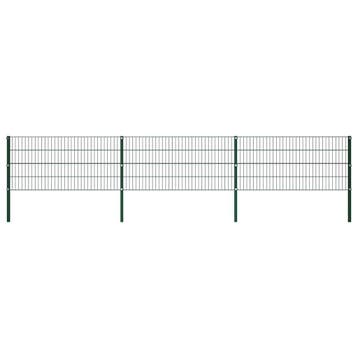 vidaXL Schuttingpaneel met palen ijzer 522x80 cm groen, Verzenden, Nieuw, IJzer, Minder dan 1 meter