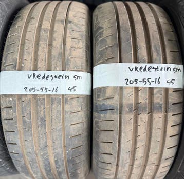 2x 205-55-16 Vredestein Zomer 2x 5mm €45 Per Band 205 55 16, Ophalen, Gebruikt, 16 inch, 205 mm