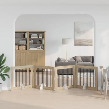 vidaXL Opvouwbaar hondenhek met standaards 4 st Sonoma Eiken, Verzenden, Nieuw