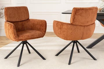 Draaibare Retro Stoel UNIEK Roestbruin Chenille Zwart, Ophalen of Verzenden, Nieuw