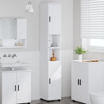 vidaXL Badkamer Kast Wit 30 x 35 x 192 cm Bewerkt hout,, Verzenden, Nieuw