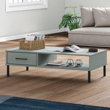 vidaXL Salontafel met metalen poten OSLO massief grenenhout, Verzenden, Nieuw, Grenenhout, 50 tot 100 cm