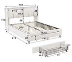 Velvet Dubbel Bed 140x200 cm met USB,LED Hoofdbord en Opberg, Huis en Inrichting, Slaapkamer | Bedden, Verzenden, Nieuw