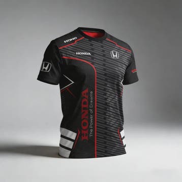 Honda Racing T-shirt Heren - Sportief & Trendy Kort Rood/Zwa, Verzenden, Nieuw