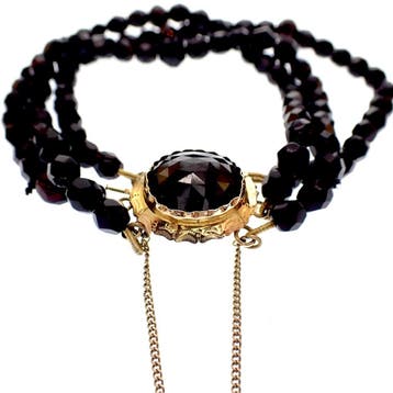 Antieke glaskralen armband met gouden slot (Schakelarmband), Ophalen of Verzenden, Gebruikt, Goud, Goud