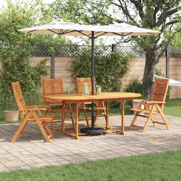 vidaXL Tuin eettafelset 5 st Bruin Massief Acaciahout, Tuin en Terras, Tuinsets en Loungesets, Verzenden, Nieuw, 5 zitplaatsen
