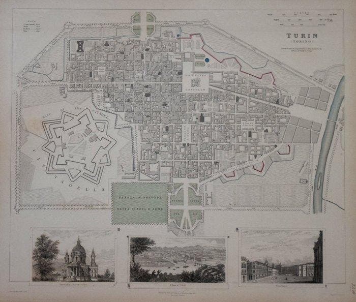 Italië - Turijn; SDUK/Baldwin and Cradock - Turin - Torino -, Boeken, Atlassen en Landkaarten