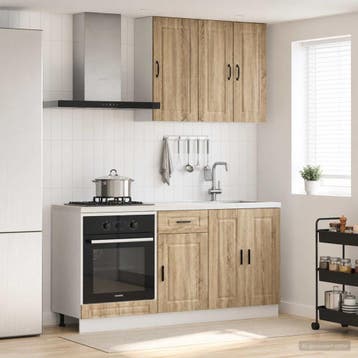 vidaXL Keukenblok PORTO 5 st Sonoma Eiken Bewerkt hout, Huis en Inrichting, Verzenden, Nieuw, Bruin
