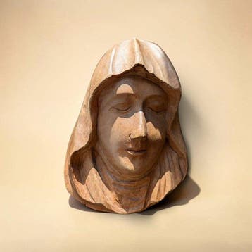 sculptuur, Madonna – Virgin Mary with Closed Eyes - 16.5 cm