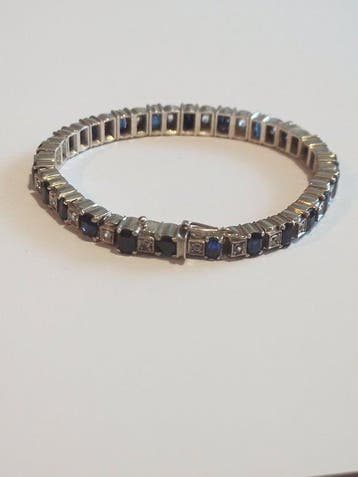 Armband - 18 karaat Zilver, Geel goud - 20.00ct. tw. Saffier, Sieraden, Tassen en Uiterlijk, Nieuw