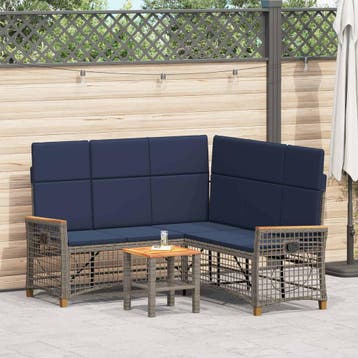 vidaXL Tuin ligbankset 5-Aantal zitplaatsen Grijs en, Tuin en Terras, Tuinsets en Loungesets, Verzenden, Nieuw, Rotan
