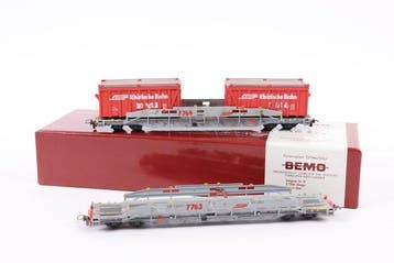 Bemo H0m - Modeltrein goederenwagon (2) - Twee, Nieuw